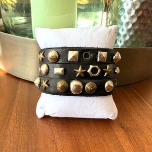 Artisan Black and Gold Studded Bracelet